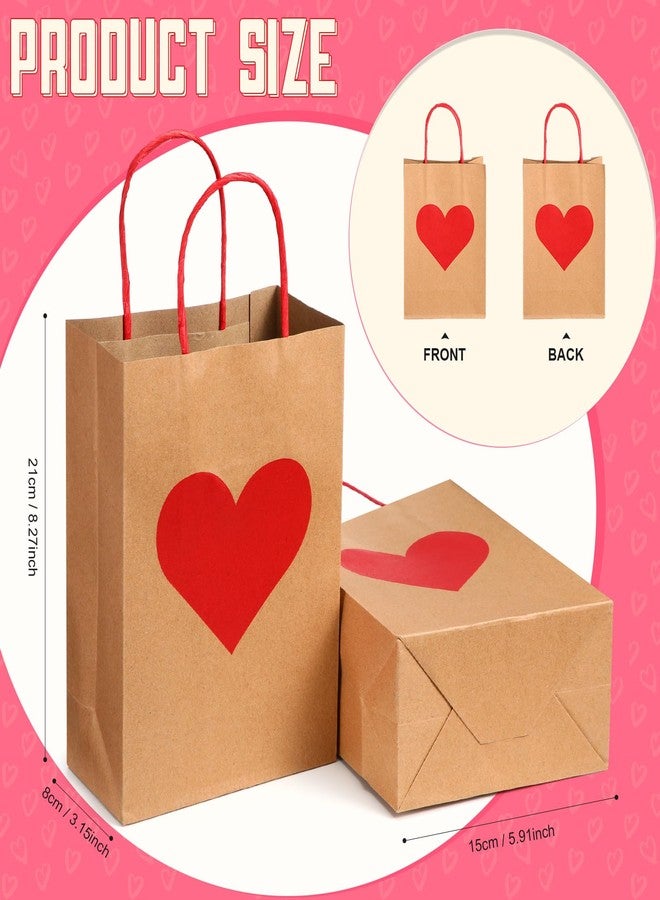 Engrowtic 150 Pcs Valentines Day Gift Bags Valentines Candy Goodie Bags with Handles Heart Love Paper Wrapping Kraft Bags for Galentines Gifts Packing Party Favors - Image 2